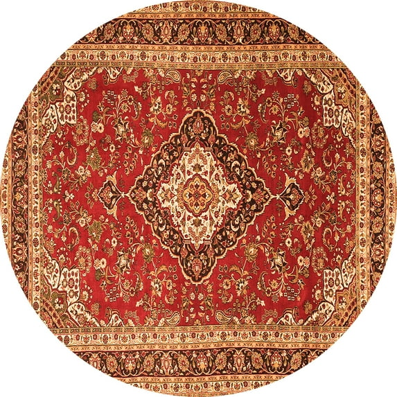 Ahgly Company Indoor Round Medallion Orange Traditional Area Rugs, 8' Round