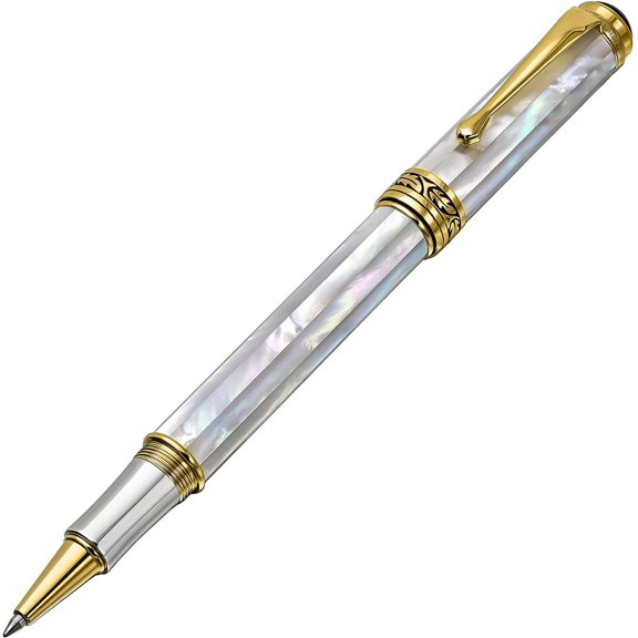 Xezo Xezo Maestro® 18K Gold Plated Rollerball Pen - Oceanic White Mother of Pearl