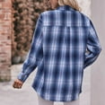 thumbnail image 4 of UPPADA Plaid Open Front Jackets for Women Business Casual Lapel Collar Long Sleeve Button Down formal Jackets Office Work Suits Blue,XL, 4 of 7