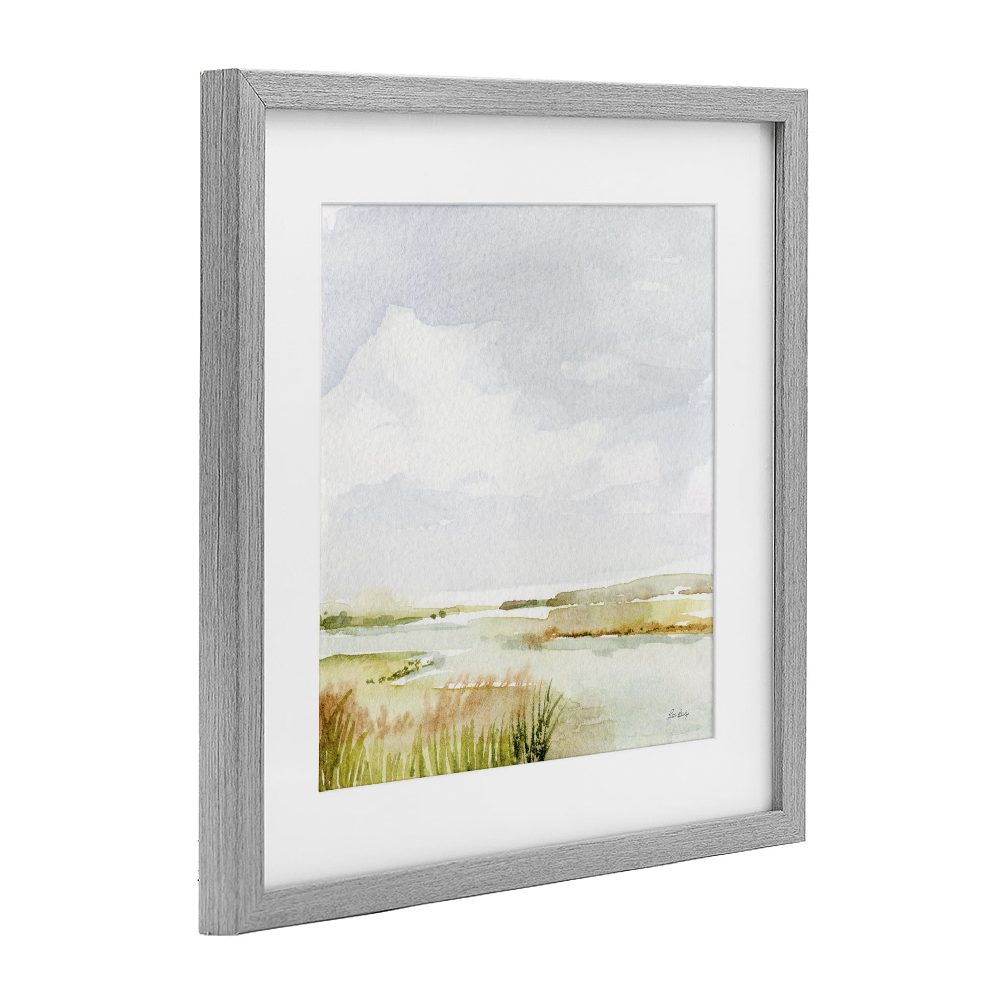 Stupell Industries Delicate Marsh Painting Gray Framed Print Under Glass, design by Patti Bishop