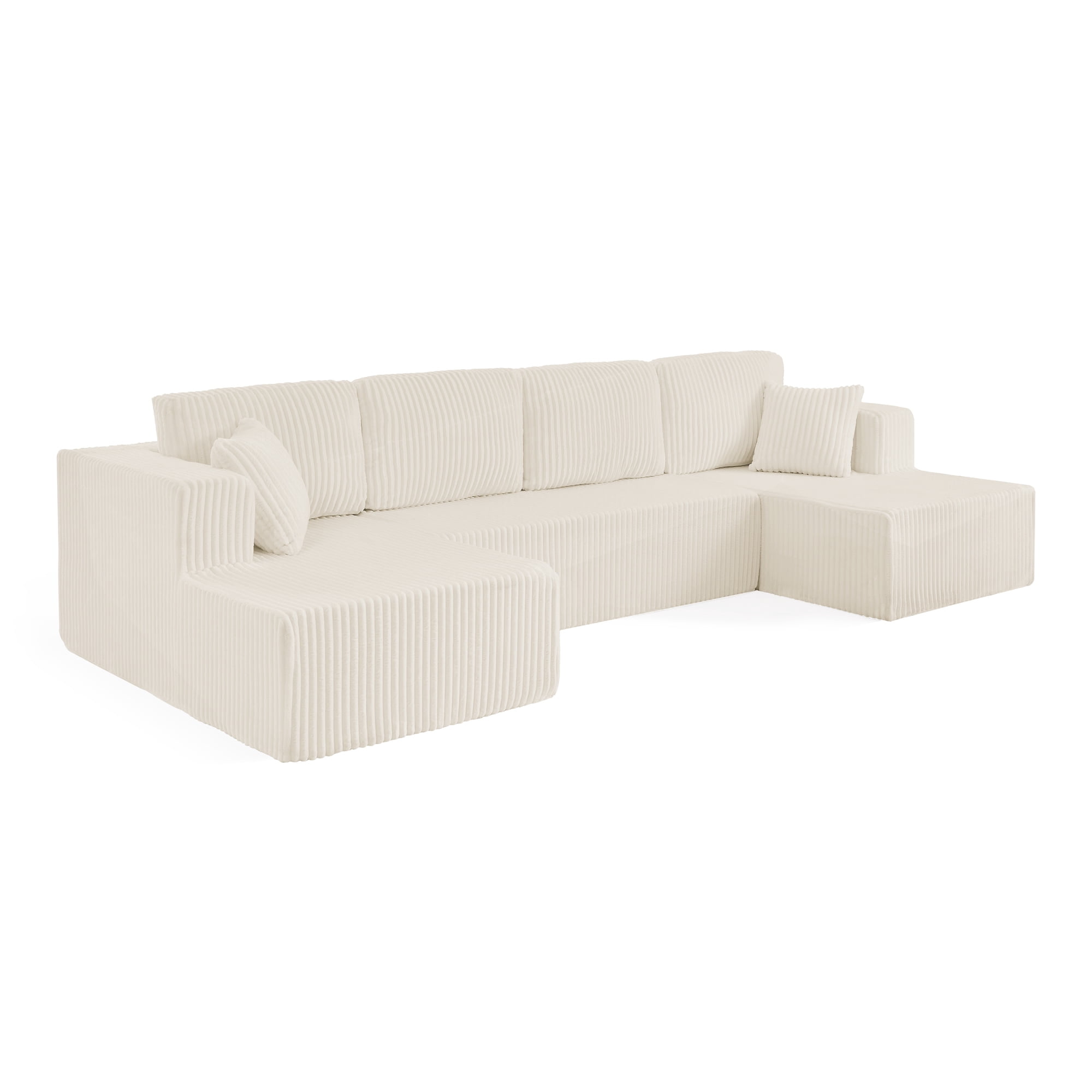 U Shape Modular Sectional Sofa with Chaise, Modern Minimalist Corduroy Couch with Sleeper Design, Comfy Space-Efficient Modular Sofa Set for Living Room, Apartment