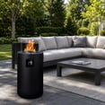 thumbnail image 6 of 17 inch Small Propane Fire Pit, 50,000 BTU Outdoor Gas Fire Pit Table, 2-in-1 Black Round Fire Column with Glass Wind Guard for Patio, CSA Certified, 6 of 7
