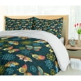 thumbnail image 5 of Ambesonne Flowers Duvet Cover Sets, Butterflies and Flowers, 2-Queen, Yellow and Petrol Blue, 5 of 7