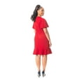 thumbnail image 2 of KASPER Womens Red Zippered Ruffled Unlined Flutter Sleeve V Neck Knee Length Cocktail Sheath Dress XL, 2 of 4