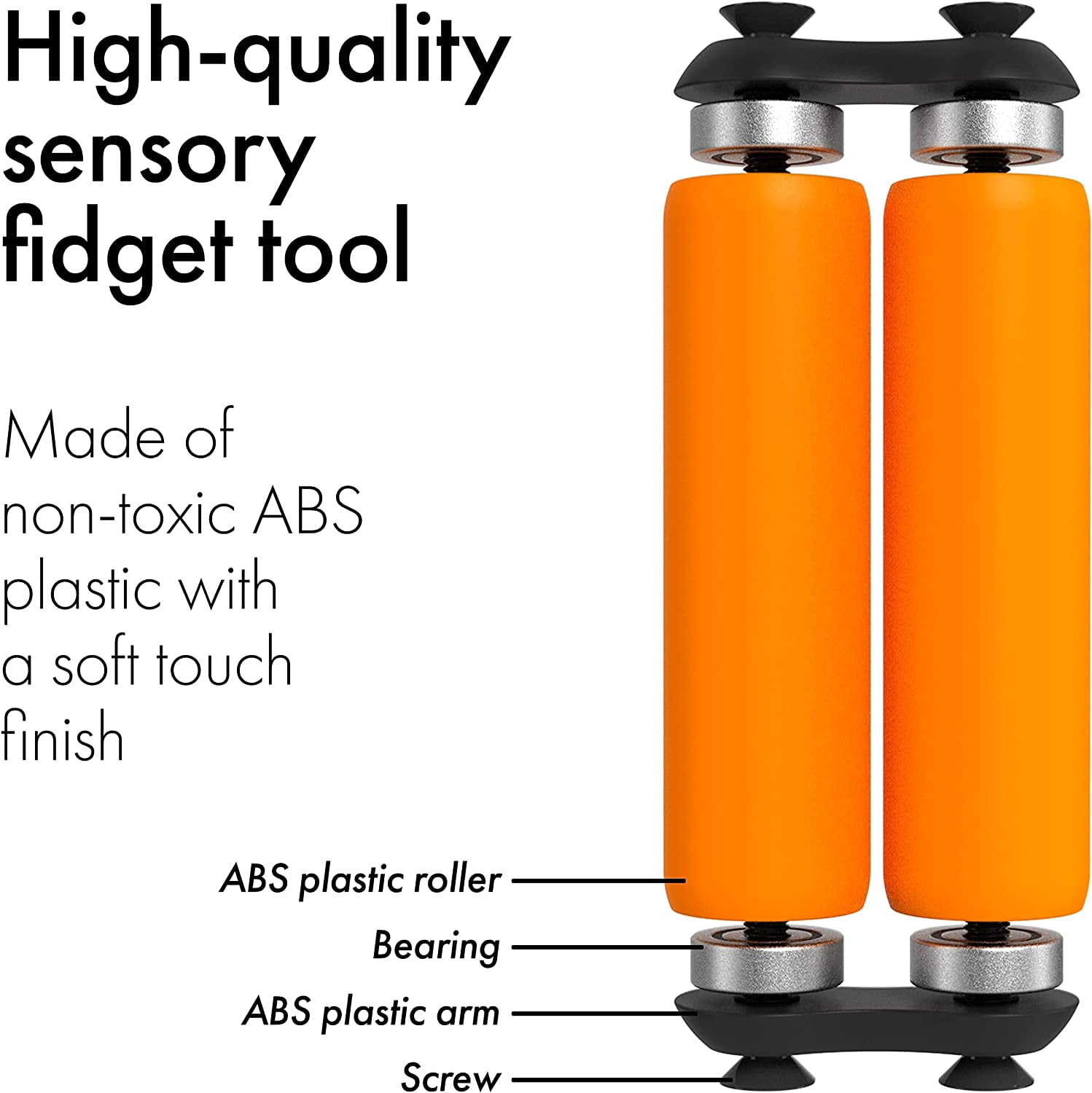 Orange ABS Full ONO Roller - Handheld Fidget Toy for Adults | Help Relieve Stress, Anxiety, Tension | Promotes Focus, Clarity | Compact, Portable Design