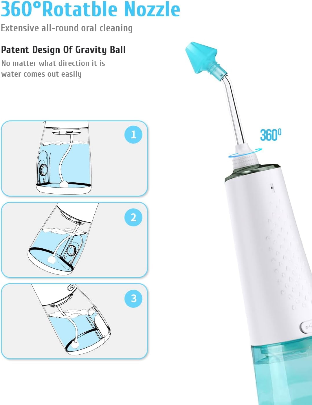 Nasal Irrigation System, Cordless Nasal Rinse Machine for Sinus Relief & Nasal Care, Electric Neti Pot with 6 Tips and 40 Salt Packs Nasal Irrigation Sinus Rinse System Kit for Adult & Kid