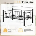 thumbnail image 3 of VECELO Twin Size Metal Daybed Frame, Heavy Duty Steel Slats Support, Mattress Foundation Sofa Bed, Black, 3 of 13