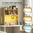 thumbnail image 4 of Desktop Bookshelf, Office Desktop Shelf, Desk Hutch with Outlets, Wooden Office Desktop Bookcase, Desktop Organizer Shelf with LED Light Strip and 3 Hooks, for Home, Study, 4 of 18