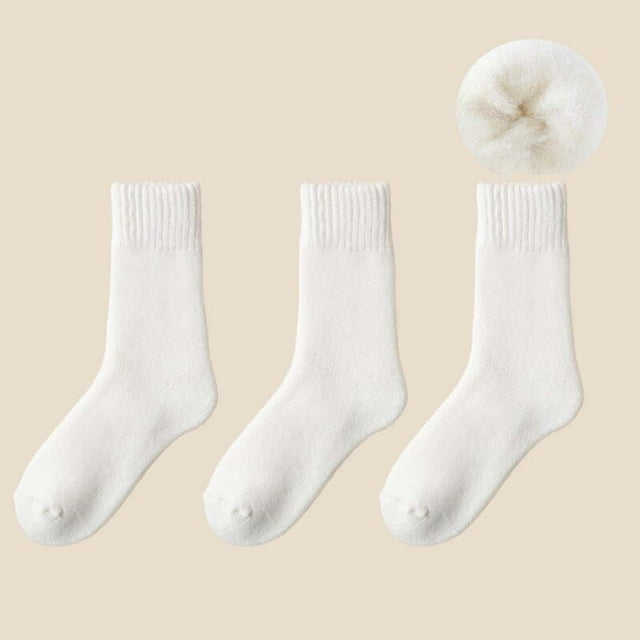 3 pares de calcetines térmicos de invierno para niños, calcetines de lana gruesos y cálidos para mujer, calcetines térmicos de longitud media.