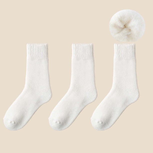 3 pares de calcetines térmicos de invierno para niños, calcetines de lana gruesos y cálidos para mujer, calcetines térmicos de longitud media.