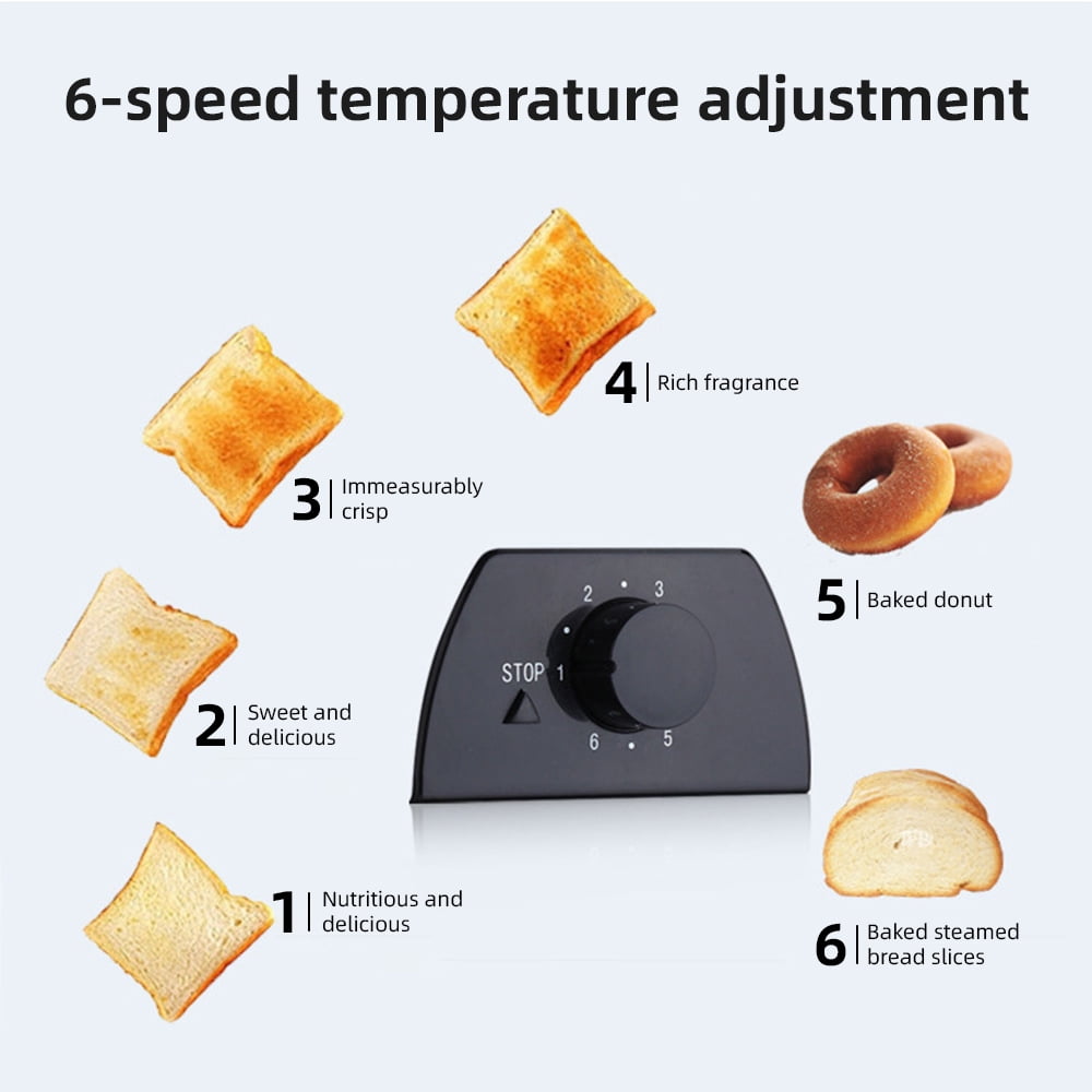 Toaster,2 Slice With Manual Stop 6 Preset Temperature And Removable Crumb Wide Slot With Wide 750 White Stainless Steel With Slot With 6 And Stainless Steel With 6 Preset Manual Stop And