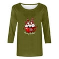 thumbnail image 4 of Liquidation de Costumes de Noël Sharpies, T-Shirt de Noël Imprimé pour Femme, Blouse à Manches 3/4, Hauts Décontractés à Col Rond/vert Armée, (m), 4 of 5