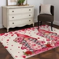 thumbnail image 3 of Area Rugs 2.7'x5', Valentine's Day Carpet for Living Room Bedroom Dining Room, Pink Gnomes Love Roses Romantic Beige Throw Kitchen Rugs Non Slip Washable Rectangle Indoor Outdoor Rugs, 3 of 8