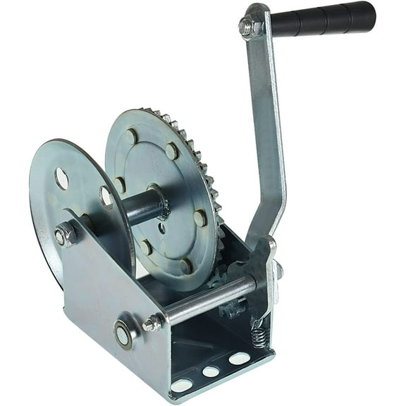 PET-U Heavy Duty Hand Winch 1100Lbs Two-Way Adjustable Boat Trailer Winch Crank Cable Gear Winch with Hook Fit for Boat Trailer or ATV