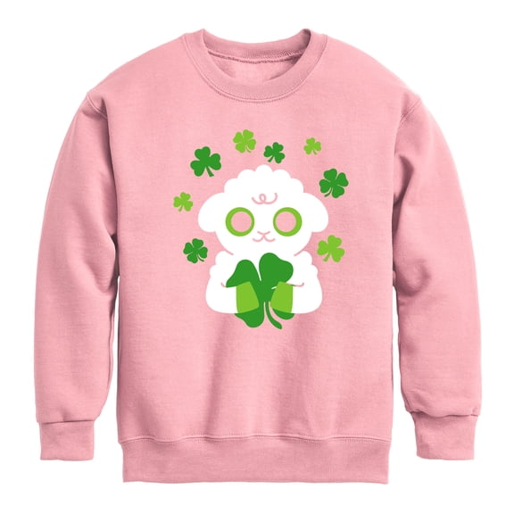 Instant Message - St. Patrick's Day - Sheep Hugging Clovers - Toddler And Youth Crewneck Fleece Sweatshirt