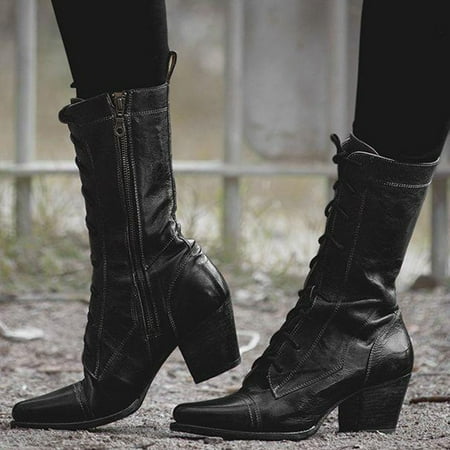 

Akiihool Boots for Women Fashion Women s Fashion Cowboy Cowgirl Women s Western Boots Cowgirl Boots Mid Calf Boots (Black 8)