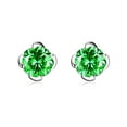 thumbnail image 2 of Devuggo Sterling Silver Round Shaped Simulated Emerald Stud Earrings for Women, 2 of 2