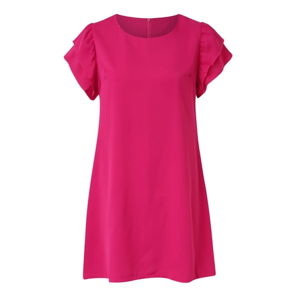 Vedolay Midi Dress Women's Sleeveless Lace Floral Elegant Dress Crew Neck Knee Length for Party,Hot Pink S