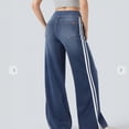 thumbnail image 4 of Womens Pull On Jeans Wide Leg Stretchy Side Striped Denim Pants | Boyfriend Style, Side and Back Pockets, Trendy Casual, High Waisted, 4 of 5