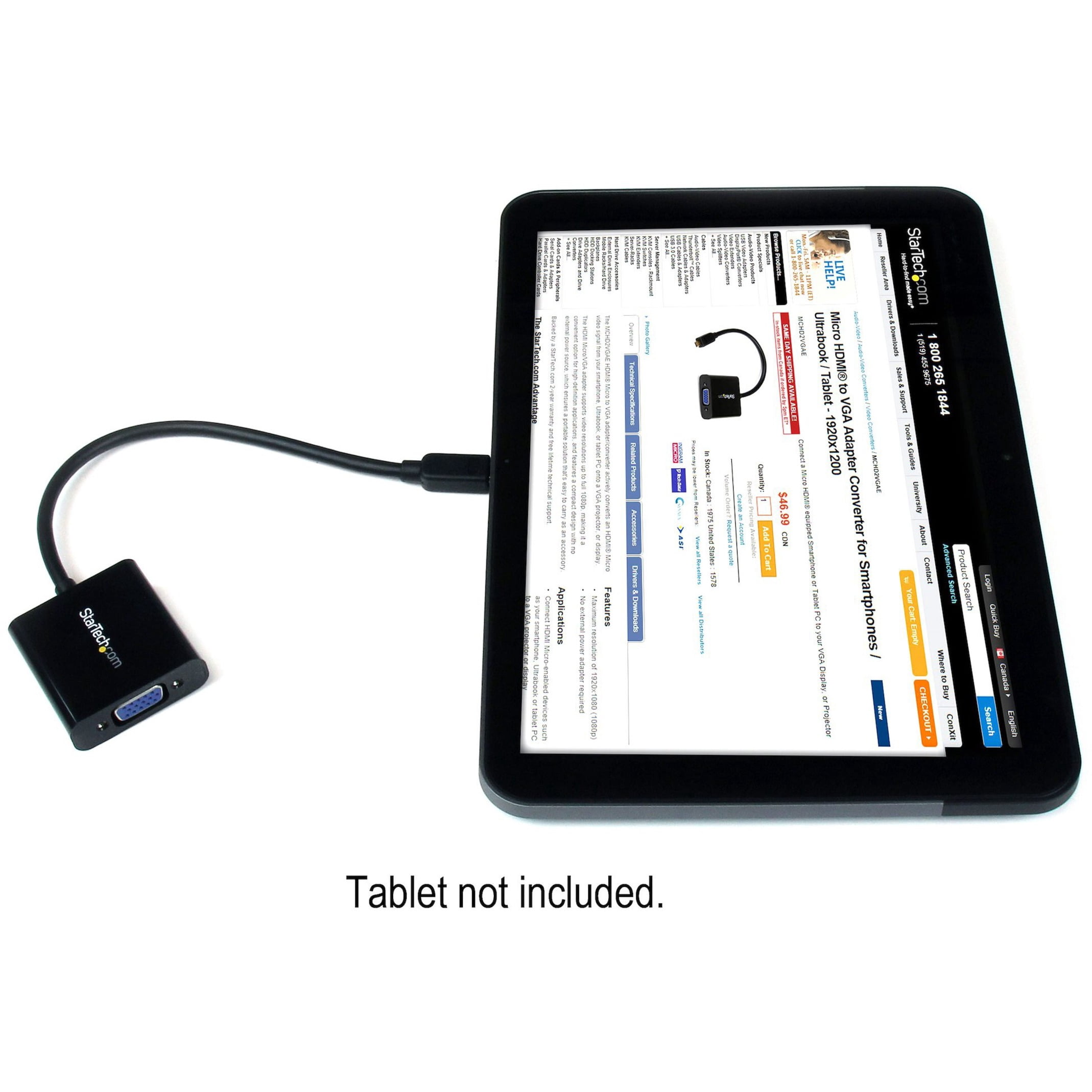 StarTech.com MCHD2VGAE2 Micro HDMI to VGA Adapter Converter for Smartphones / Ultrabook / Tablet - 1 pack
