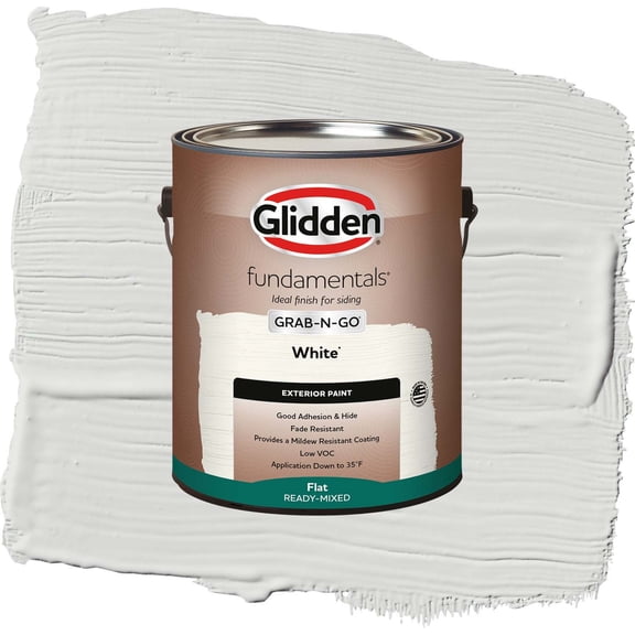 Glidden Fundamentals Grab-N-Go Exterior Paint, White, Flat, 1 Gallon