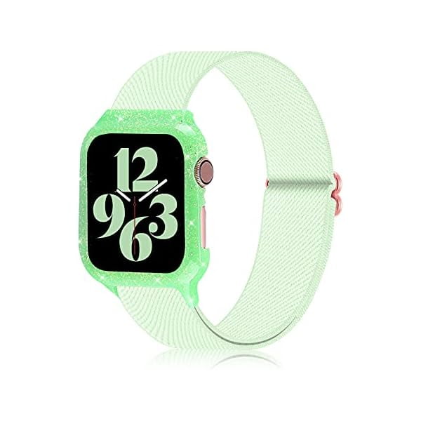 wonima44 Compatible with Apple Watch iWatch Bands 38mm 40mm 41mm 42mm 44mm 45mm Women Men, Adjustable Braided Solo Loop Stretchable Nylon Sport for iWatch Series 7/6/SE/5/4 with Protective Case