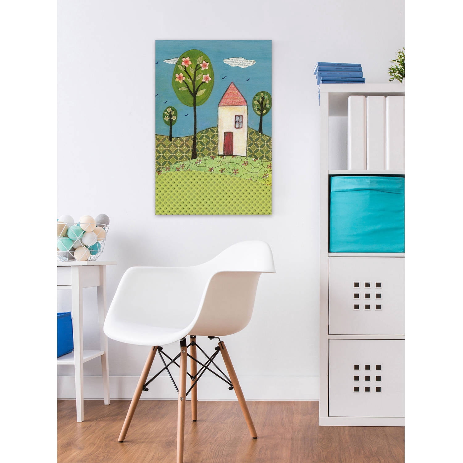 Marmont Hill "Little White House" by Sascalia Painting Print on Wrapped Canvas