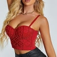 thumbnail image 5 of YYDGH Womens Pearl Beaded Bustier Crop Top Spaghetti Strap Corset Top Club Party Red L, 5 of 8