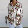 thumbnail image 1 of YLHFASHION Chemise à Imprimé Floral Rétro pour Femmes, Imprimé Artistique, Chemise Décontractée à Col en V, jusqu'à 50 % de Rabais, Chemises pour Femmes, 1 of 4
