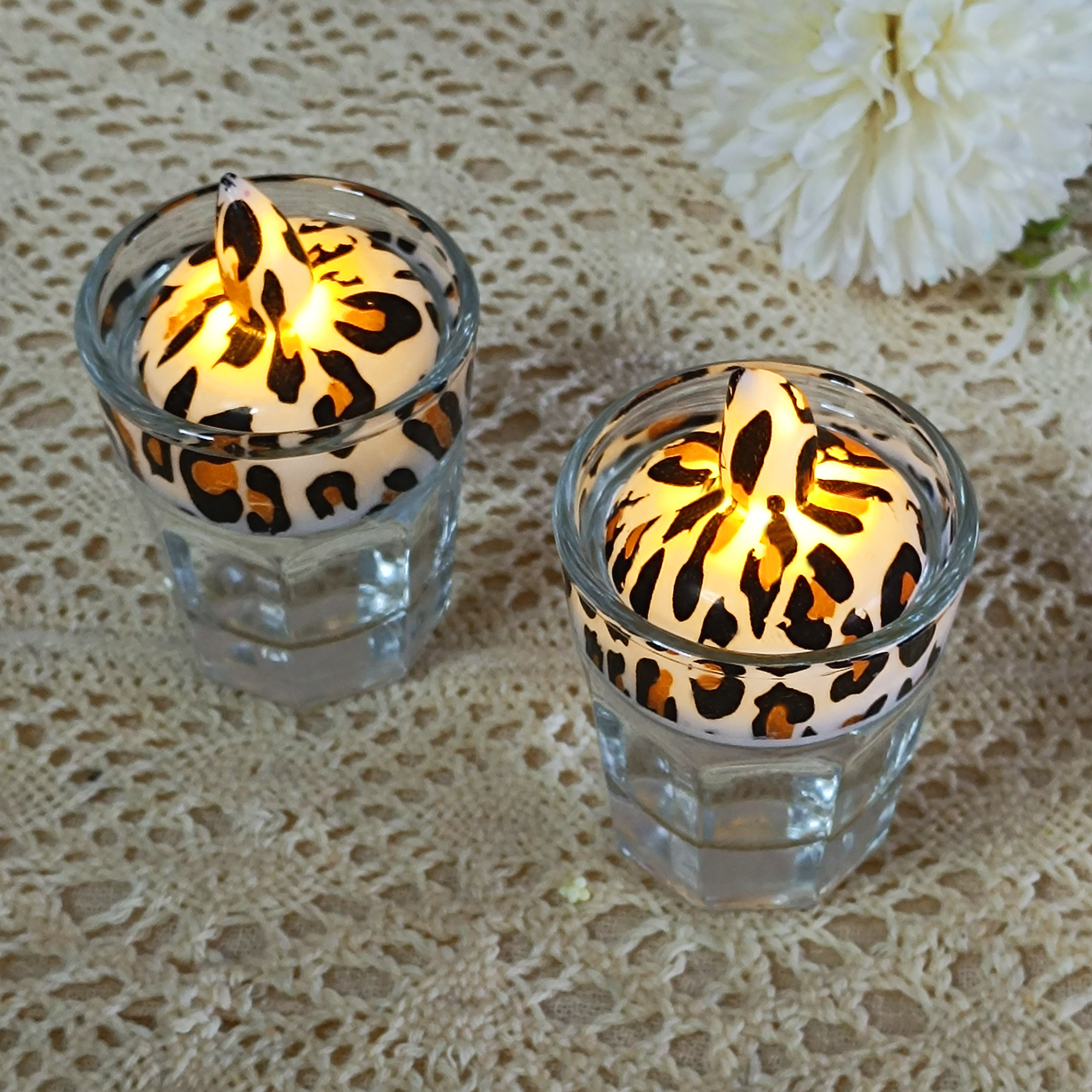 FCMSHAMD 24 Pcs Printed Flameless Floating Candles, Warm White Led Flickering Tealight Candles in Bulk, Decor for Wedding, Party, Centerpiece, Pool, Christmas