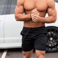 thumbnail image 2 of Greeniant Hombres Fitness Culturismo Gimnasios Joggers Pantalones cortos Pantalones de chándal Pantalones para correr Uniforme atlético negro con oro rosa SG Greeniant FS7572-07, 2 of 5