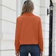 thumbnail image 3 of Corduroy Cropped Jacket for Women, Trendy Button Down Long Sleeve Solid Color Shacket, Fall Casual Streetwear Outerwear with Pockets Saffron 2XL, 3 of 5