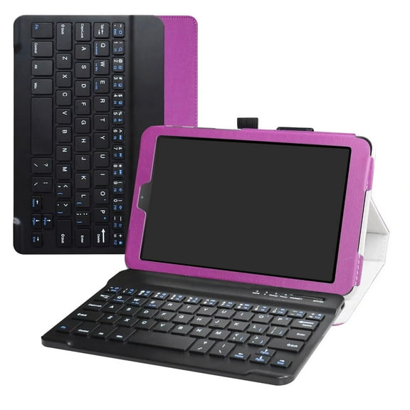 Labanema 8.0" Samsung Galaxy Tab A 8.0 2018 SM-T387 Bluetooth Keyboard Case, PU Leather Folio Stand Protective Case, Cover for 8.0" Samsung Galaxy Tab A 8.0 2018 SM-T387 (Purple)