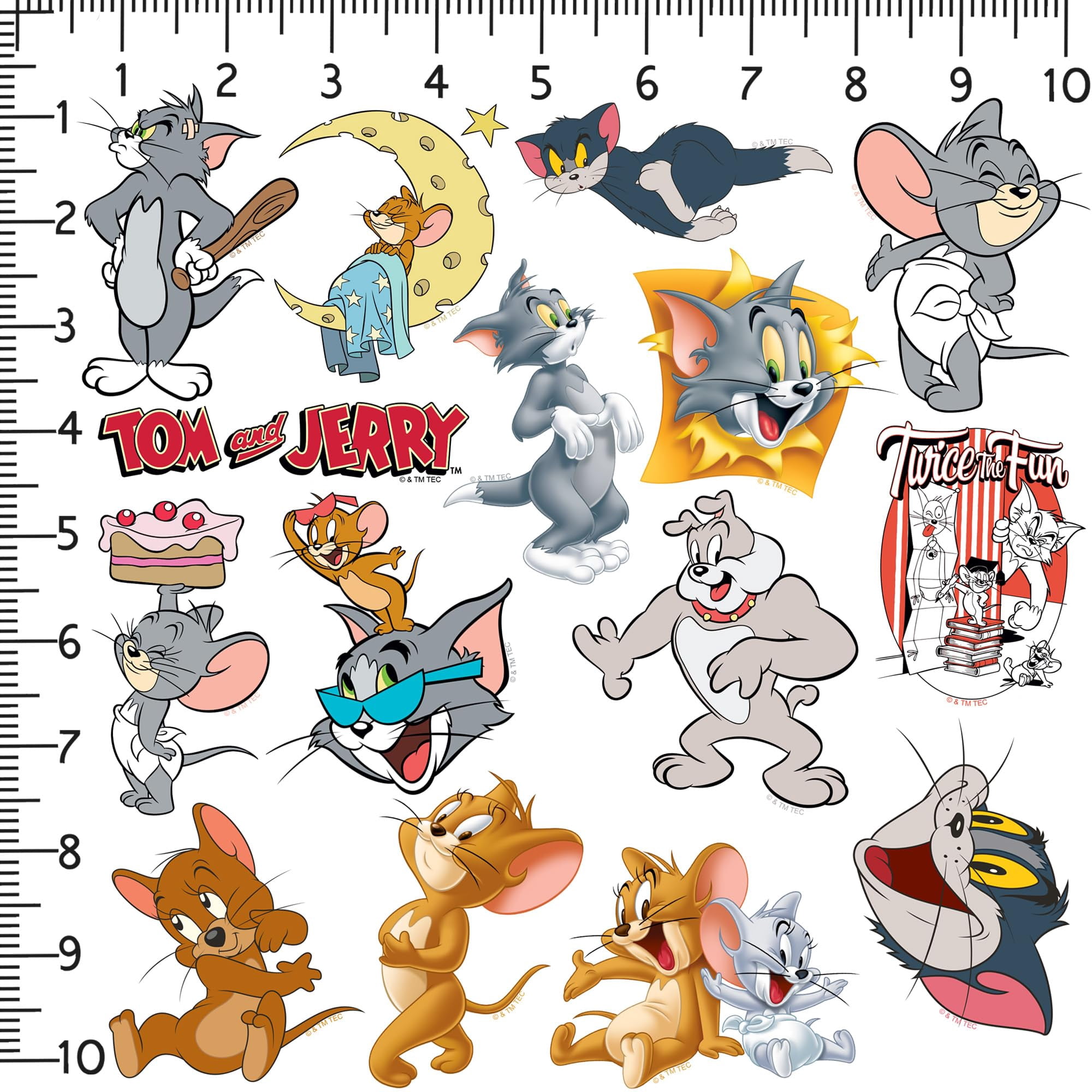 Tom and Jerry 200ct Vinyl Large Deluxe Sticker Variety Pack  Die-Cut Cartoon Decals for Laptop, Water Bottle, Scrapbooking, Tablet, Indoor & Outdoor Use