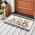 thumbnail image 5 of Rectangle Area Rug 2x3ft, Happy Easter Eggs Gnome Bunny Non-Slip Non-Shedding Floor Mat, Spring Flower Black Buffalo Washable Sturdy Carpet for Living Room Bedroom Home Decor, 5 of 9