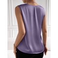 thumbnail image 6 of Kilaqueen Tank Tops for Women Satin V Neck Sleeveless Pleated Shirts Casual Solid Color Dressy Work Business Summer Shirts, 6 of 7