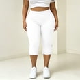 thumbnail image 6 of Noric Women's Plus Size Bow Tie Cuff Capri Leggings High Waist Stretchy Yoga Pants Side Split Casual Workout Cropped Tights, 6 of 9