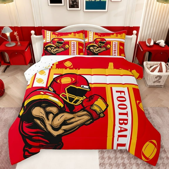 Castle Fairy Football Gamer Bedding Comforter Set 2pcs for Boys Girls,Ball Game Twin Comforter Sets Microfiber,Sport Gaming Breathable Bedding Set,Lightweight Room Decor,Reversible