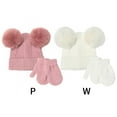 thumbnail image 3 of GYRATEDREAM Baby Beanie Hat & Mittens Set Double Pom Pom Toddler Beanies Knit Infant Winter Hat Caps for Boys Girls 2-6 Years, 3 of 10