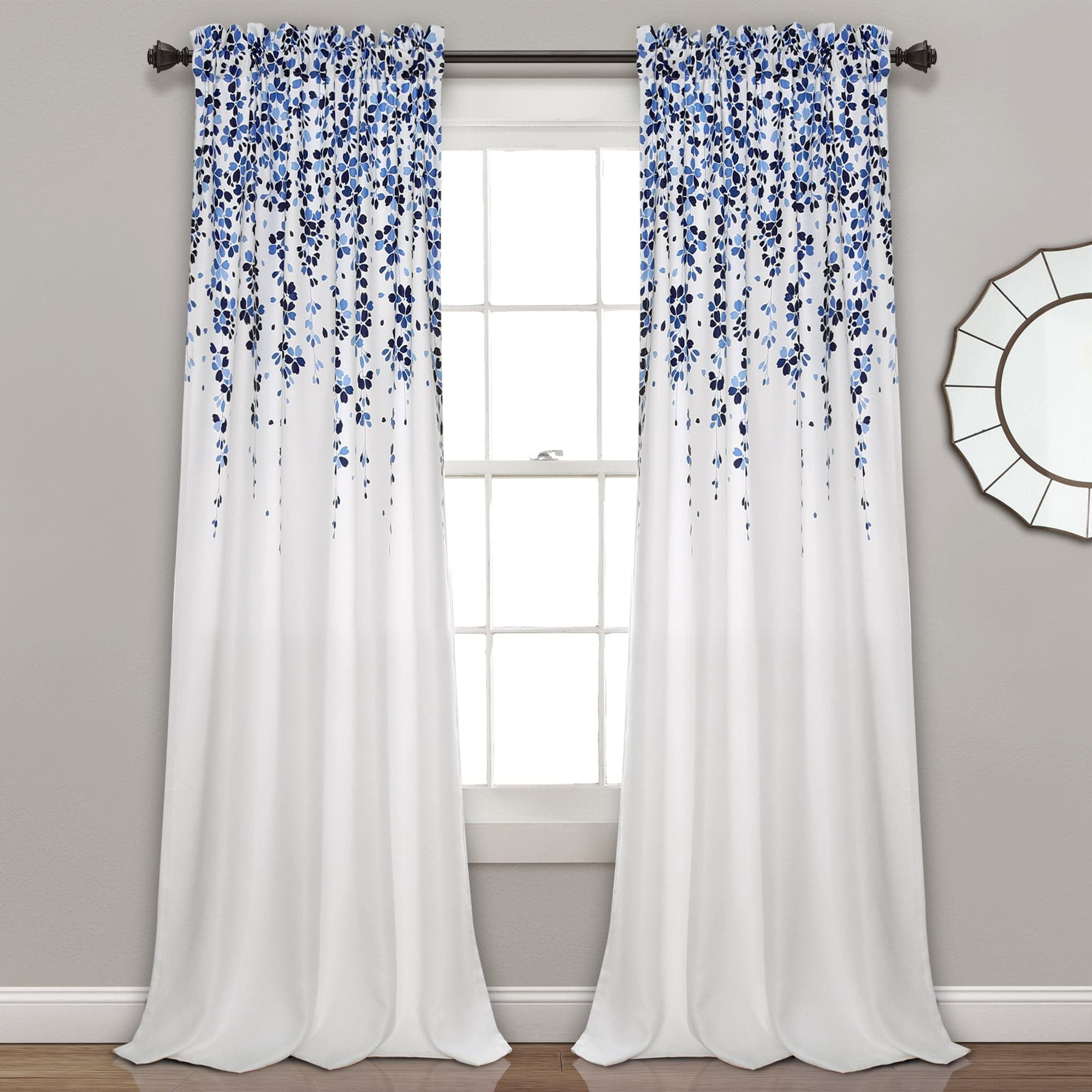 Half Moon Weeping Flowers 2 Piece Curtain Panel Set