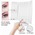 thumbnail image 2 of Makeup Mirror, Triptych Magnifying Mirror With 21pcs Leds, 10x/3x/2x Lighted, 2 of 5