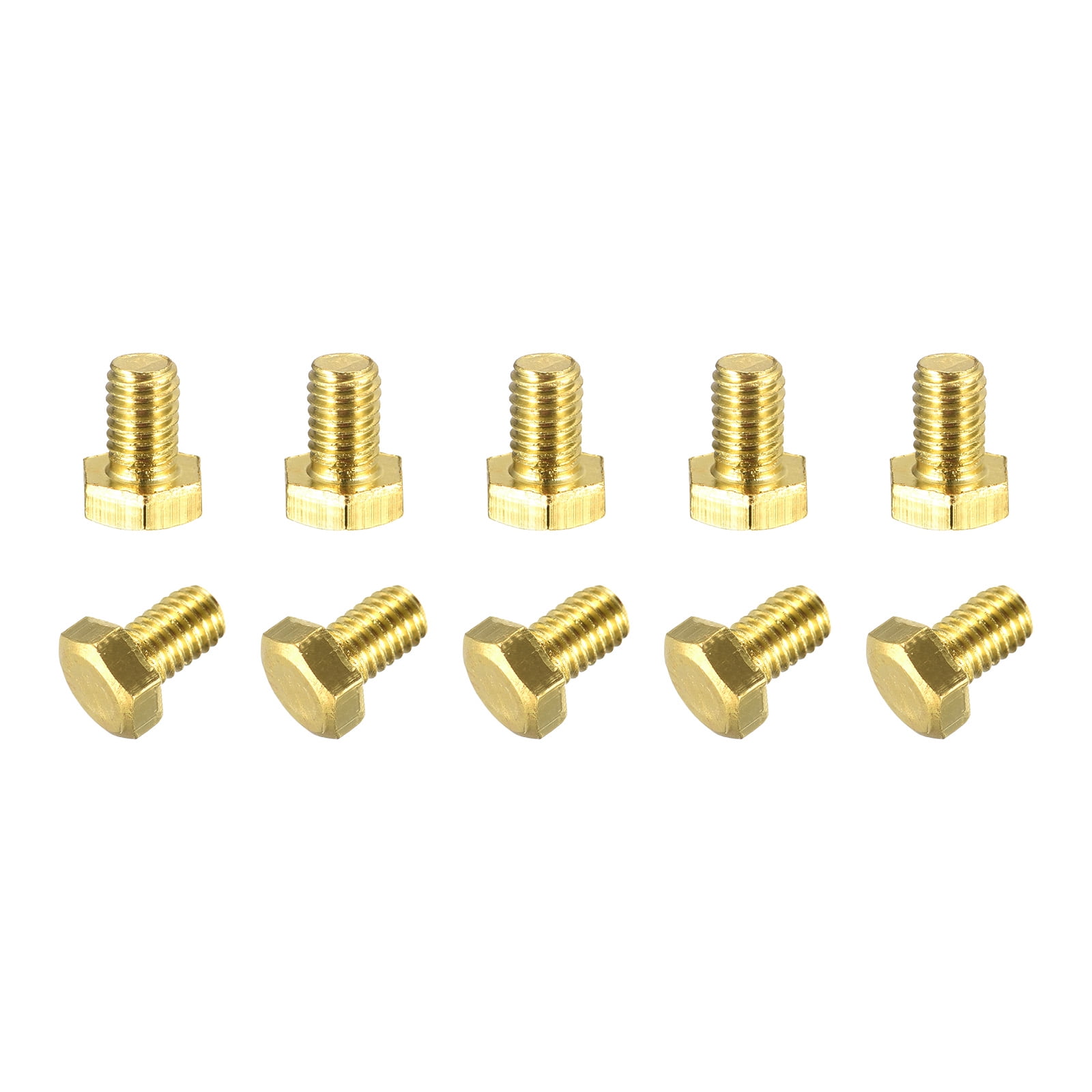 Brass Hex Bolts, M5x8mm 10 Pack Fully Thread Grade 4.8 Machine Screws