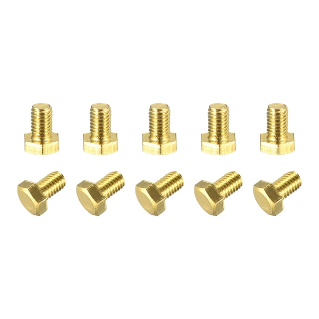 Unique Bargains Brass Hex Bolts, M5x8mm 10 Pack Fully Thread Grade 4.8 Machine Screws