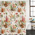 thumbnail image 4 of Small Stall Shower Curtain 48x72 Inch Narrow Half Size Fox Squirrels Mushrooms Bath Curtains Bathroom Decor, Fall Botanical Berries Waterproof Fabric Shower Curtain Set with Hooks 48 Inch, 4 of 7
