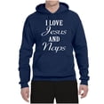 thumbnail image 2 of Wild Bobby I Love Jesus and Naps Inspirational/Christian Unisex Graphic Hoodie Sweatshirt, Navy, Large, 2 of 5