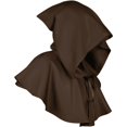 thumbnail image 4 of Xfvqtps Men and Women Hood Cloak Short Neck Strap Medieval Wizard Renaissance Hoodie Cape Coffee, 4 of 5