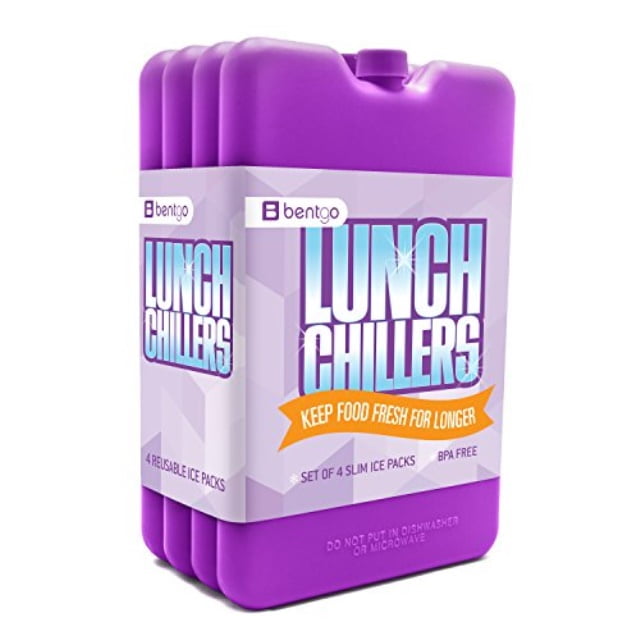 Bentgo Ice Lunch Chillers Ultra-Thin Ice Packs 4 Pack Blue Container Storage New