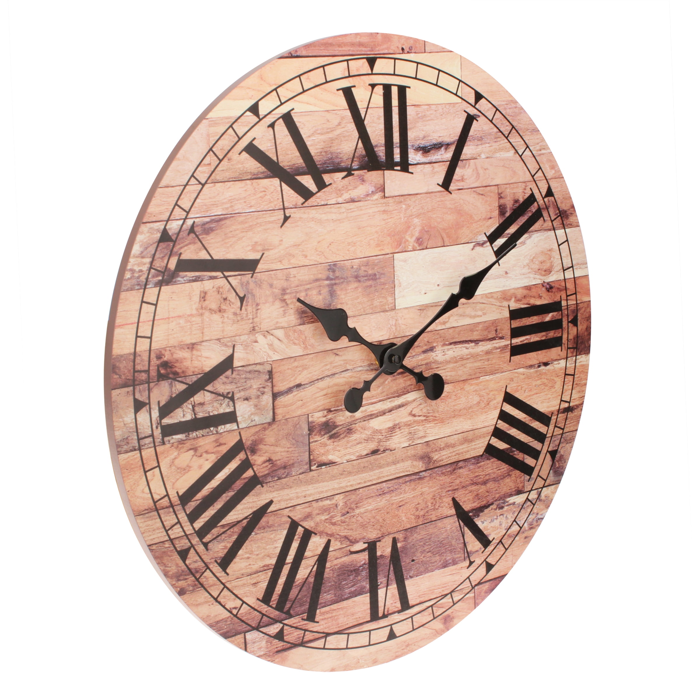 Stonebriar 18" Brown Analog Round Vintage Battery Operated Wall Clock