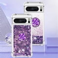 thumbnail image 2 of for Google Pixel 8 Pro Luxury Glitter Case for Women Girls, Sparkle Flowing Clear Quicksand Soft TPU Liquid Case Cover with Bling Diamond Ring for Pixel 8 Pro -Purple, 2 of 13