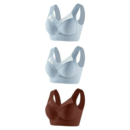 LFEOOST 3 Pack Push Up Sports Bras for Women Hatmeo Bra  Hatmeo Posture Correcting Bra  Wireless Breathable Soft-Feeling High Elasticity Push-Up Bra Brown XXXL